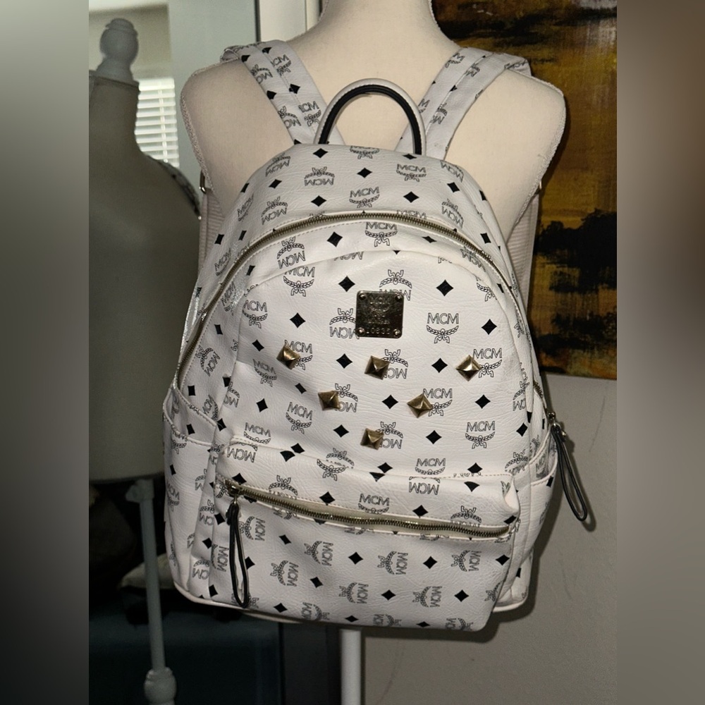 White MCM backpack